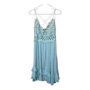 Free People One Boho Babydoll Dress Cottage Indie Fairy Festival Hippie Large
